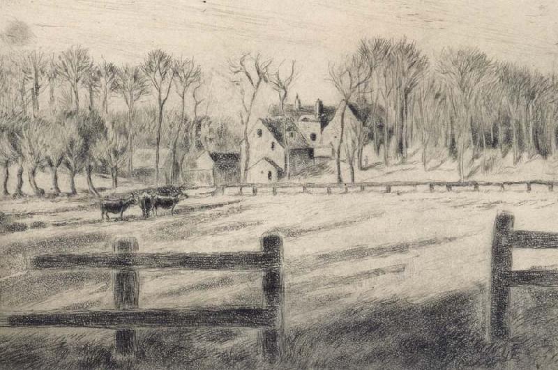 Camille Pissarro Field with mill at Osny